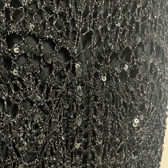 Vintage Rimini by Shaw Black/Silver Metallic Dress Size 2 - Picture 2 of 6